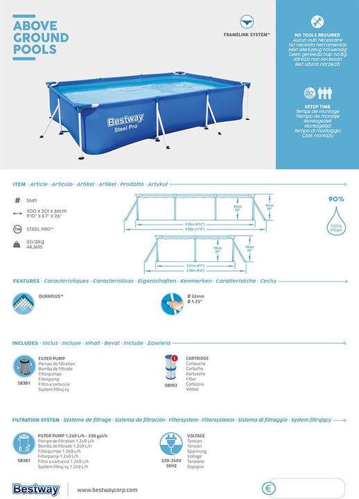 Immagine prodotto Bestway Acciaio Pro (300 x 201 x 66 cm)