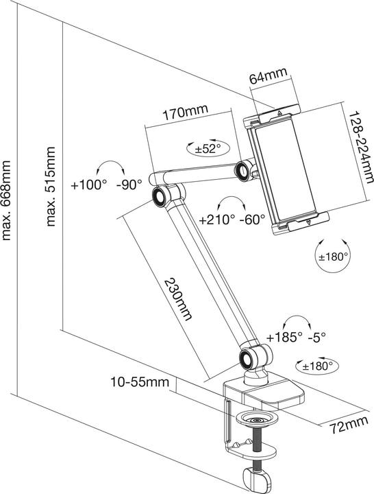 Image du produit InLine Support de tablette avec pince de table