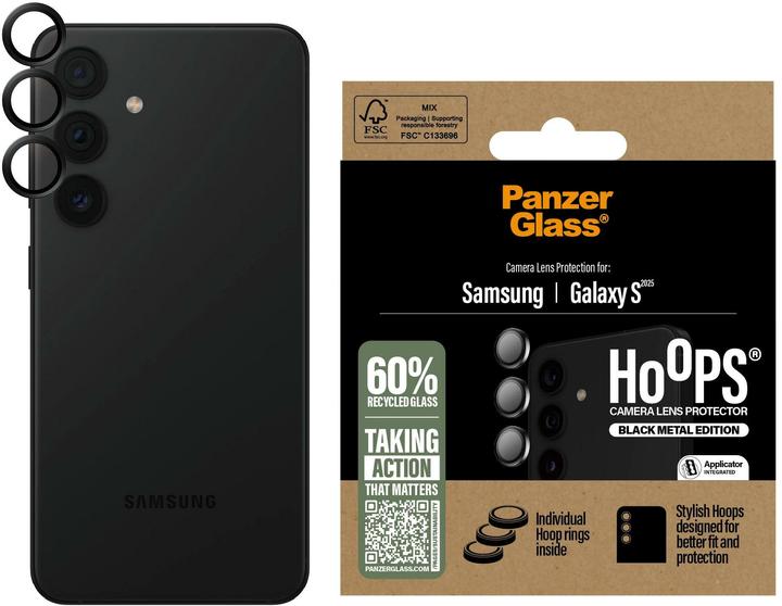 Produktbild PanzerGlass ® Hoops® Schwarz Kameraschutz (1 Stück, Samsung Galaxy S25)