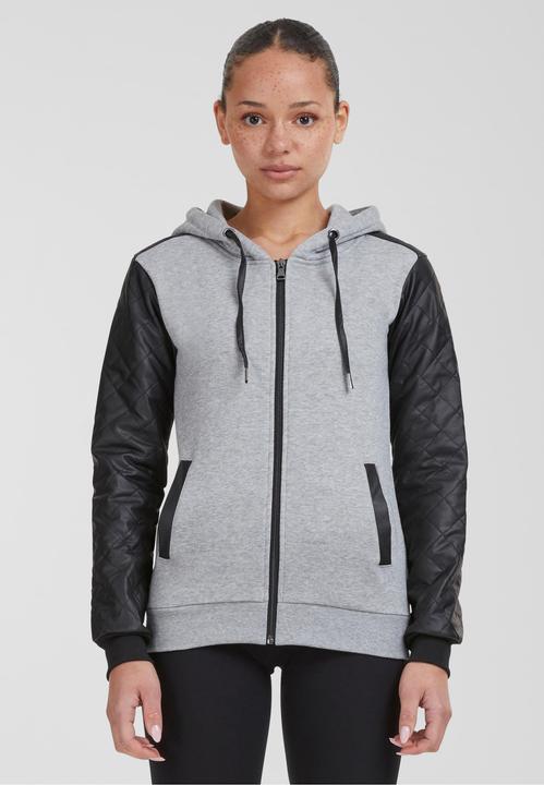 Immagine prodotto Urban Classics Ladies Diamond Leather Imitation Sleeve Zip Hoody (XS)