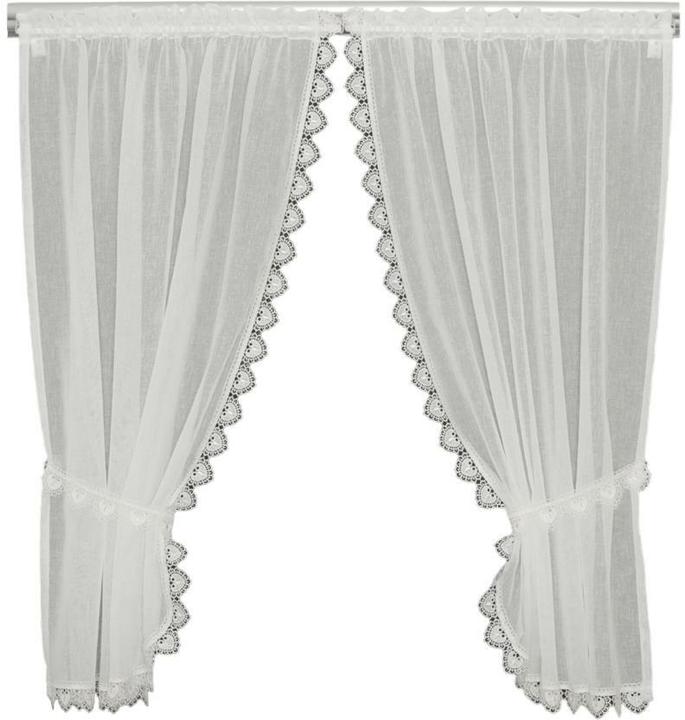 Actual product image Hubatka Day curtain Vitrage for hanging 95 cm x 110 cm, Offwhite (95 x 110 cm)