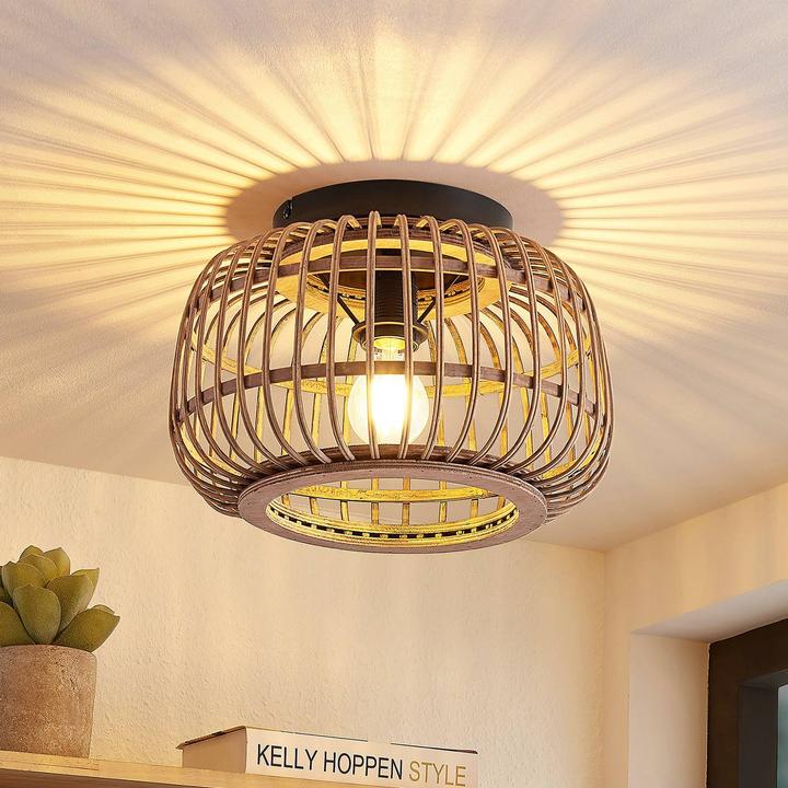 Produktbild Lindby Bominio Deckenleuchte aus Rattan, 33 cm (E27)