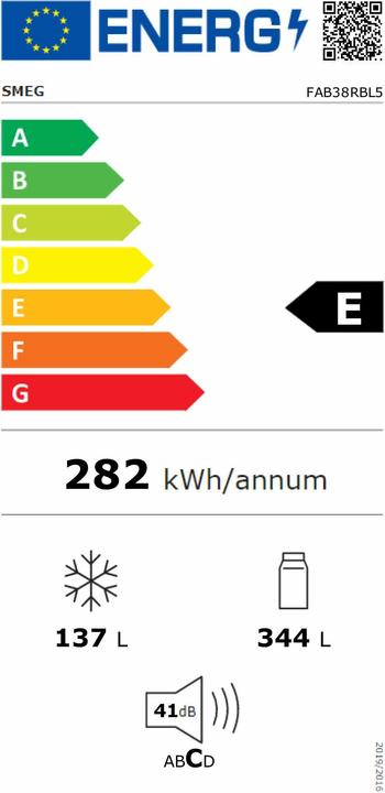 Energie-Label Smeg Retro Style Fab38rbl5 (481 l)
