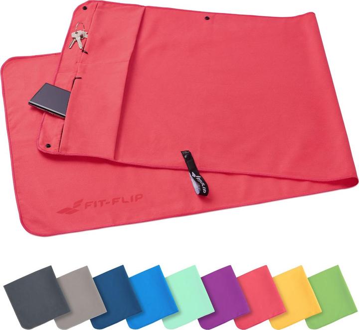 Immagine prodotto Fit-Flip Fitnesshandtuch Mikrofaser mit Reissverschlusstasche 130x48cm (130 x 48 cm)