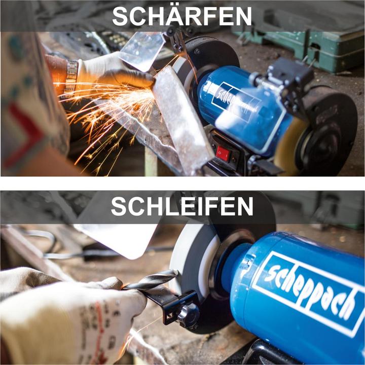Actual product image Scheppach SM150LB Ponceuse double avec brosse - 230-240V 50Hz 400W - 150mm (Bench grinder, 400 W)