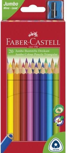 Image du produit Faber-Castell Crayons de couleur triangulaires Jumbo, étui de 20 pièces (Trié, 20 x)