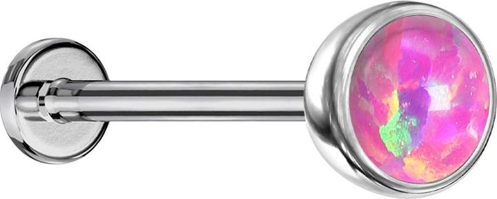 Immagine prodotto Star Piercing Labret Micro Threadless emisfero d'argento con rosa opalino (senza ottone, Titanio G23)