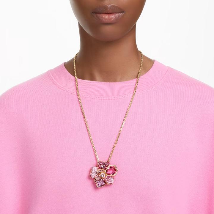 Produktbild Swarovski Florere Halskette Anhänger und Brosche Pavé Blume Rosa Gold (Metall)