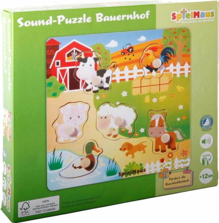 Actual product image Spielmaus SMH sound wooden puzzle farm (6 pieces)