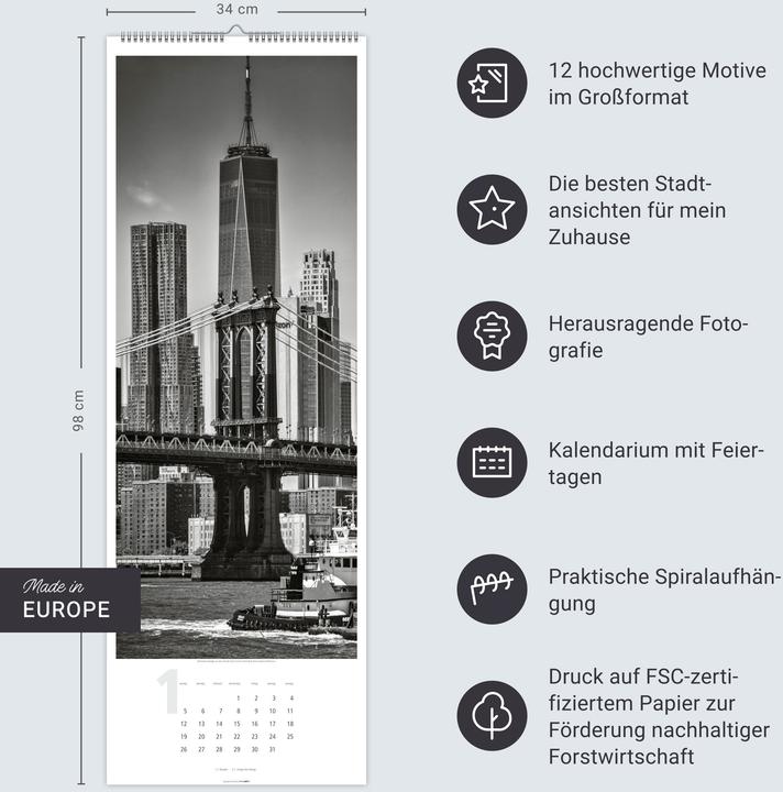 Actual product image New York XXL Kalender 2026 (34 x 98 cm, German)