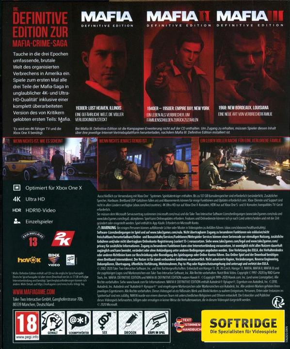 Produktbild 2K Games Mafia Trilogy (Xbox One X, Xbox Series X, DE)
