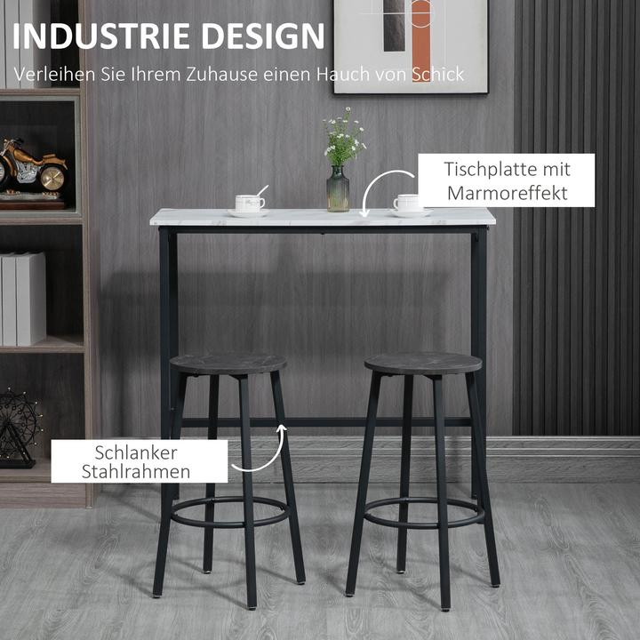 Actual product image Homcom Bar table set with steel frame (100 x 40 x 90 cm)