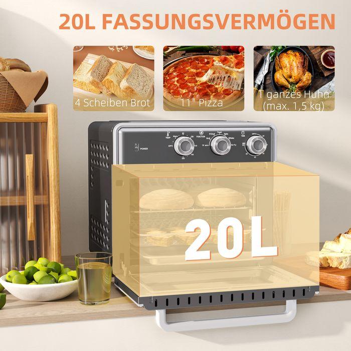 Produktbild Swisshandel24 Minibackofen mit Umluft 20L Mini Ofen mit Backblech, Grillrost und Krümelblech, 90-230°C