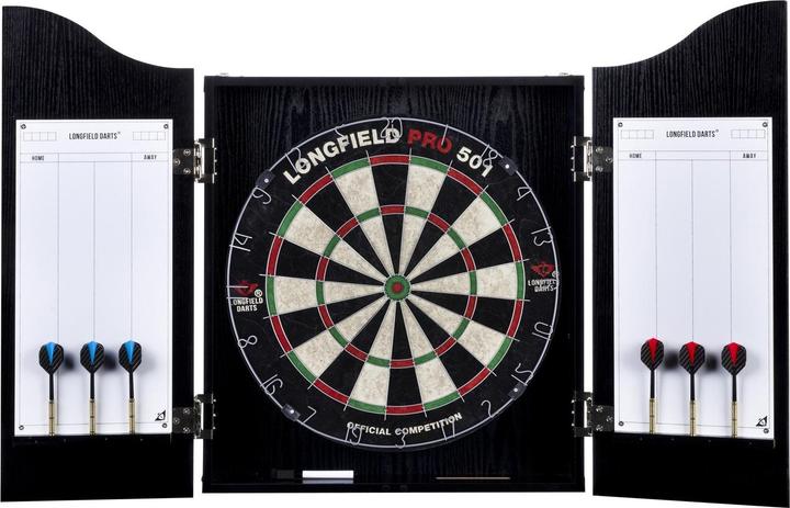 Longfield Darts Wooden cabinet with sisal dartboard incl. dart set