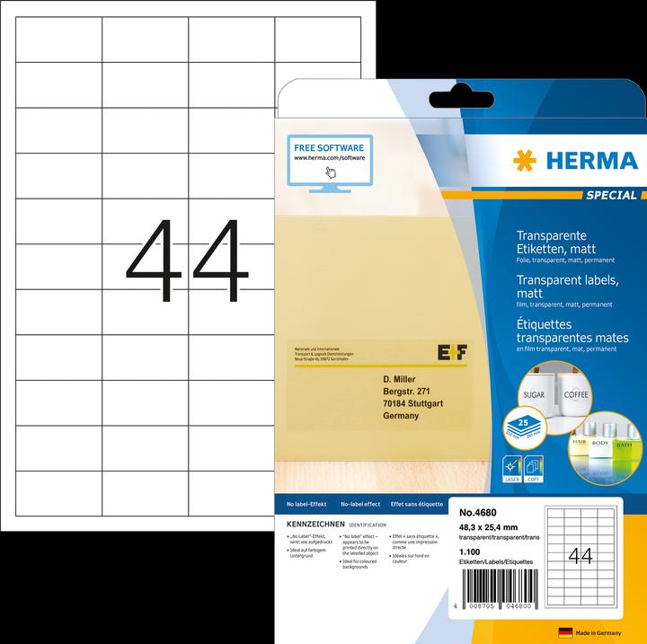 Produktbild HERMA Transparente Etiketten A4