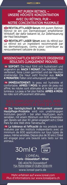 Nutritional values and ingredients L'Oréal Paris Revitalift Laser (30 ml)