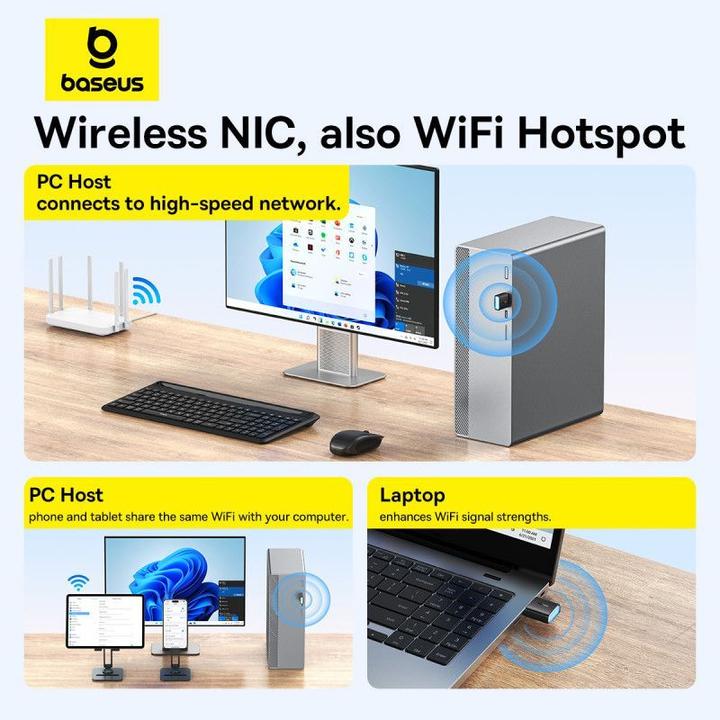 Produktbild Baseus Adapter WiFi FastJoy 300Mbps (czarny) (USB)