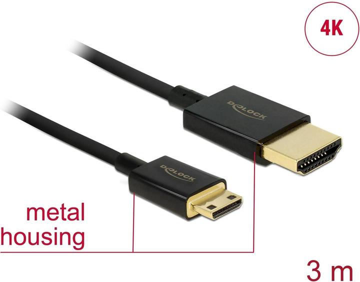 Actual product image Delock HDMI-A/HDMI Mini-C, HDMI cable HDMI Type A (Standard) HDMI Type C (Mini) (3 m, HDMI)