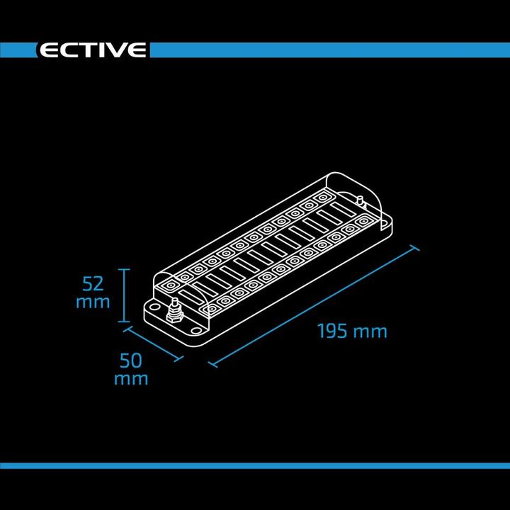Actual product image Ective Car flat fuse strip for 12 fuses 20A/32V DC (screw connection)