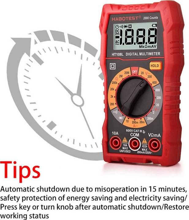 Actual product image Habotest HT108L Digital Universal Multimeter (CAT III 600V)