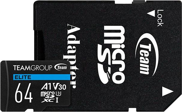 Team Group Team ELITE A1 - Flash-Speicherkarte (SD-Adapter inbegriffen) (64 GB, microSD, U3, UHS-I)