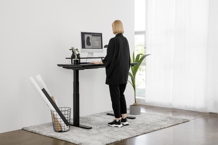 Actual product image Oakywood Standing Desk wooden table with height adjustment - solid wood - Black / 160x80 / White - (160 x 80 cm)