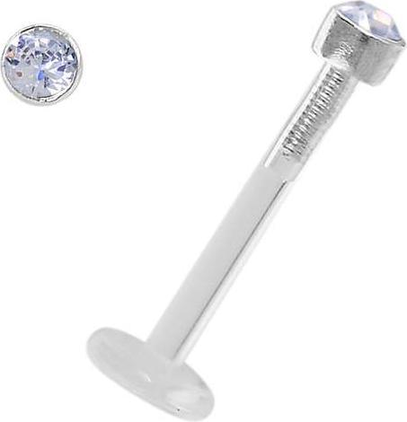 Bijouteria Piercing für Lippe/Tragus (Bioplast, Silber 925, Swarovski Kristall)