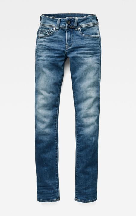 G-Star Midge Zip Mid Straight Jeans medium indigo aged