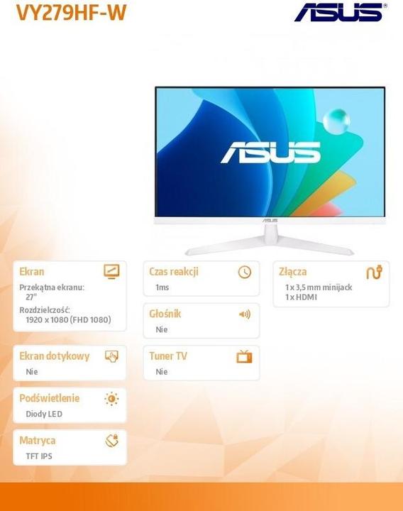 Actual product image ASUS Eye Care VY279HF-W (1920 x 1080 pixels, 27")