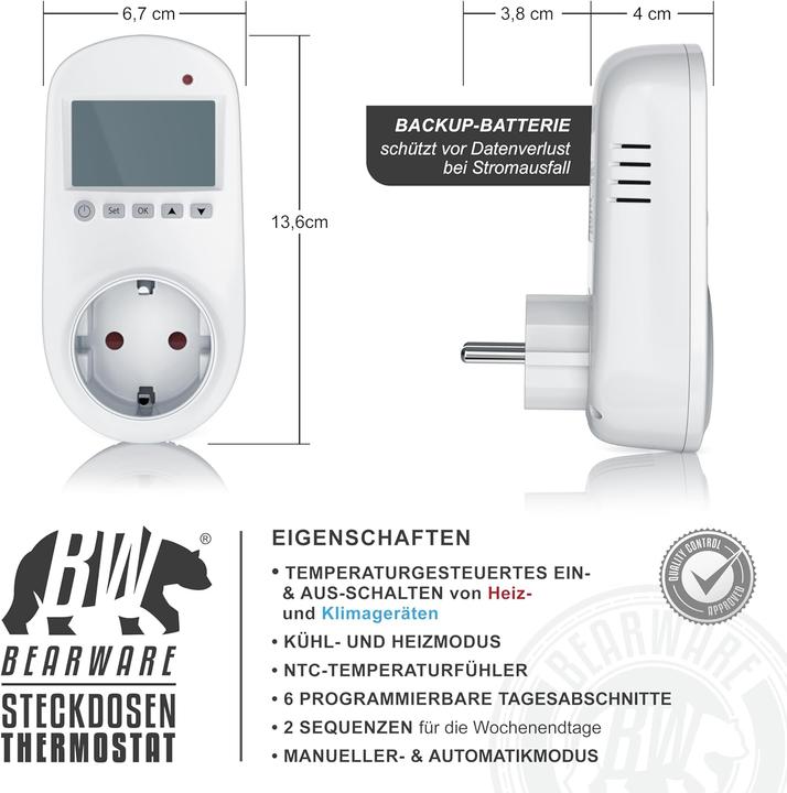 Actual product image Bearware Steckdosen-Thermostat