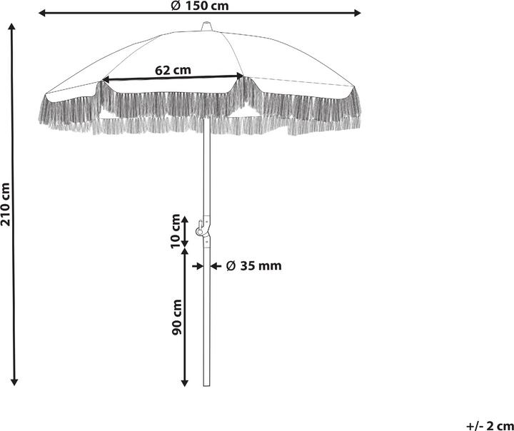 Actual product image Beliani Parasol ⌀ 150 cm pink / white with valance MONDELLO (1.50 m)