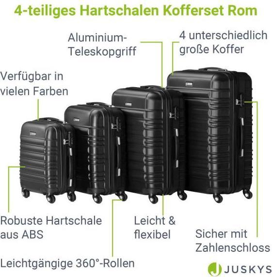 Image du produit Juskys Set de valises rigides Rome (120 l, Bagage à main (jusqu'à 50l), M (50 - 90l), L (90 - 115l), XL (à partir de 115l))