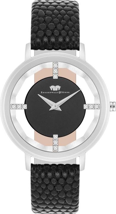 Damen Quarzuhr Lucrezia Echtleder Schwarz - 33690 (Analoguhr, 36 mm)