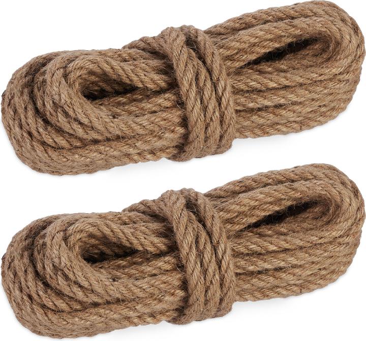 Relaxdays 2x Juteseil (10 m)