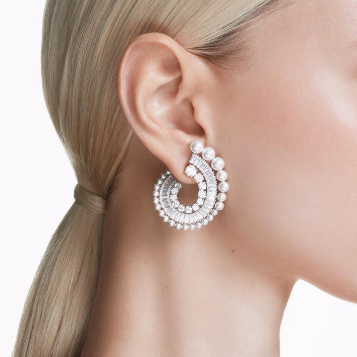 Produktbild Swarovski x Ariana Grande Drop Ohrhänger Kristallperle Verschiedene Schliffe Weiss Rhodiniert (Swarovski Metall)