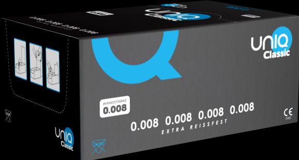 Uniq Classic 0.008» Box - 72 extrem dünne und latexfreie Kondome in Kondomkarten (72 Stk.)