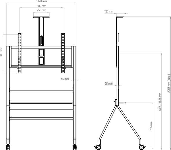 Produktbild Hagor BrackIT Stand Scandio mob. standsystem 140-218cm 55-86 Z. VESA min. 200x200mm max. 900x600mm 9 (86", 90 kg)