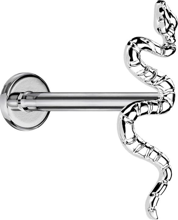 Actual product image Star Piercing Micro Threadless Labret silver snake silver (without brass, Titanium G23)
