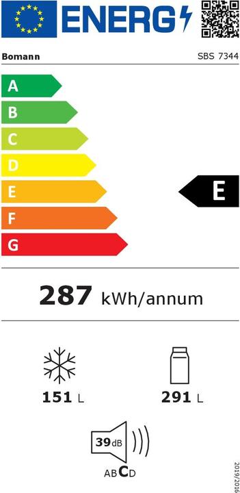 Label énergétique Bomann Boma (442 l)