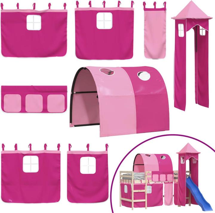 Produktbild VidaXL Vorhänge für Hochbett mit Tunnel und Turm Rosa,Farbe