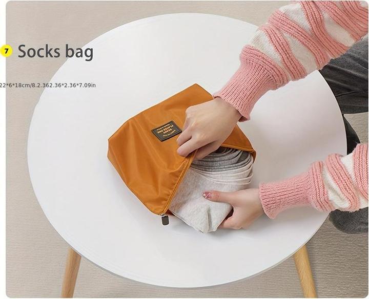 Immagine prodotto Only-Bags.Store Set di 7 pezzi di borse porta abiti da viaggio, borse porta cosmetici, organizer per scarpe e calze