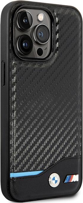 Actual product image BMW Case BMHCP13X22NBCK iPhone 13 Pro Max 6.7" czarny/black hardcase Leather Carbon (Apple iPhone 13 Pro Max)