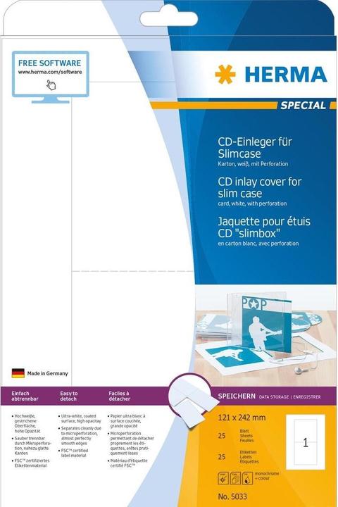 Actual product image HERMA CD insert A4