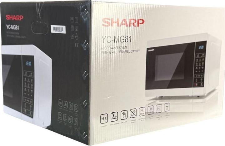 Actual product image Sharp Microwave Oven with Grill YC-MG81E-W Free standing, 28 L, 900 W, Grill, White (28 l)