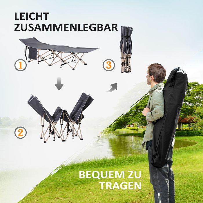 Image du produit Swisshandel24 Feldbett Campingbett Campingliege Faltbar Tragetasche Stahl Oxford Grau