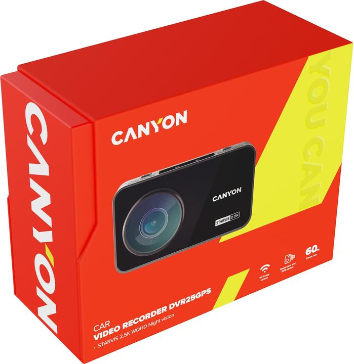 Produktbild Canyon DVR25GPS, 3.0&amp#039&amp#039 IPS (640x360), touch screen, WQHD 2.5K 2560x1440@60fps, NTK96670, 5 (GPS-Empfänger, Eingebaute Anzeige, WLAN, 2.5K)