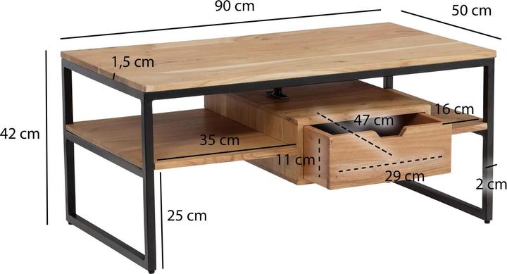 Image du produit FineBuy Table de salon (90 x 50 x 42 cm)