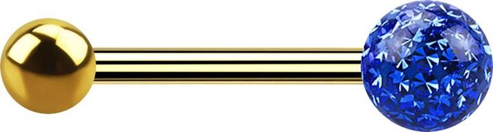 Star Piercing Barbell vergoldet mit Kugel und Kristallkugel dunkelblau Epoxy Schutzschicht (ohne Messing, Titan G23)