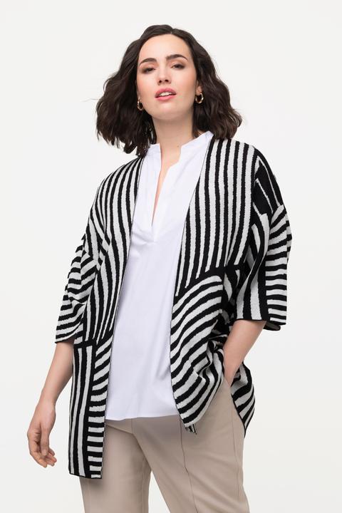 Produktbild Ulla Popken Strickjacke, Jacquard-Feinstrick, Stehkragen, Halbarm (46, 48)