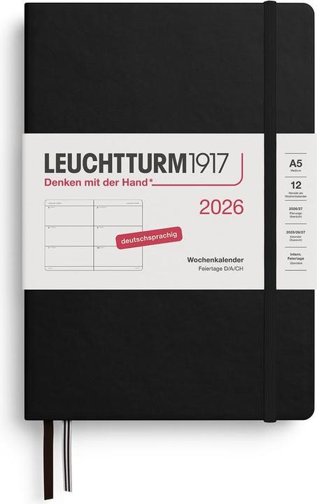 Leuchtturm1917 Leuchtturm 1w/2s Medium Hc Schwarz (A5, Deutsch)